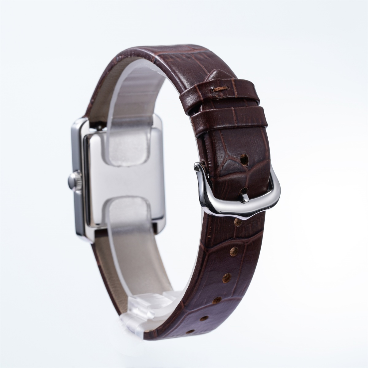 Vdear Ultra Thin Square Case Matte Red Dial Leather Strap Unisex Quartz Watch 14