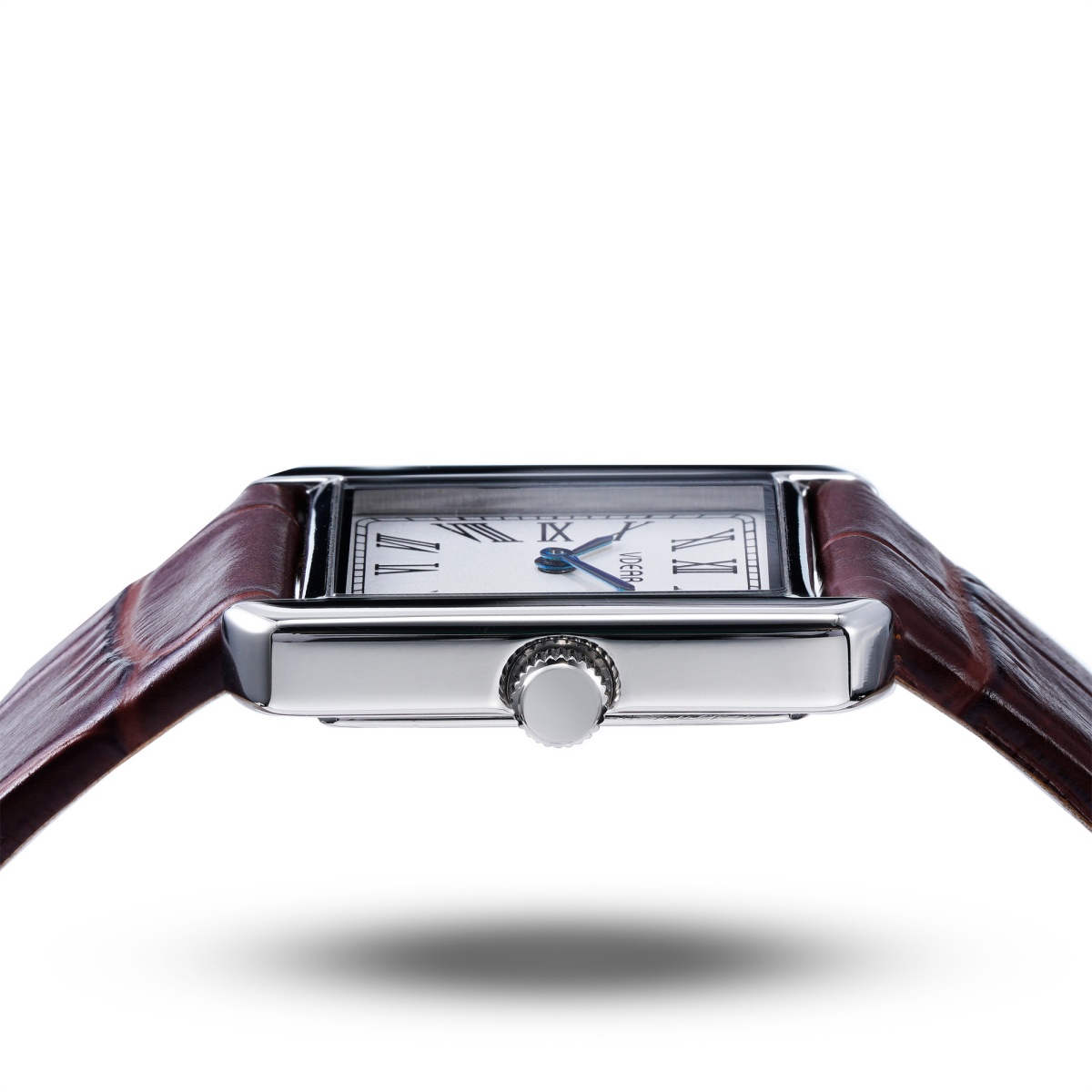 VDEAR Ultra Thin Quartz Watch: Matte Red Dial, Leather Strap 12