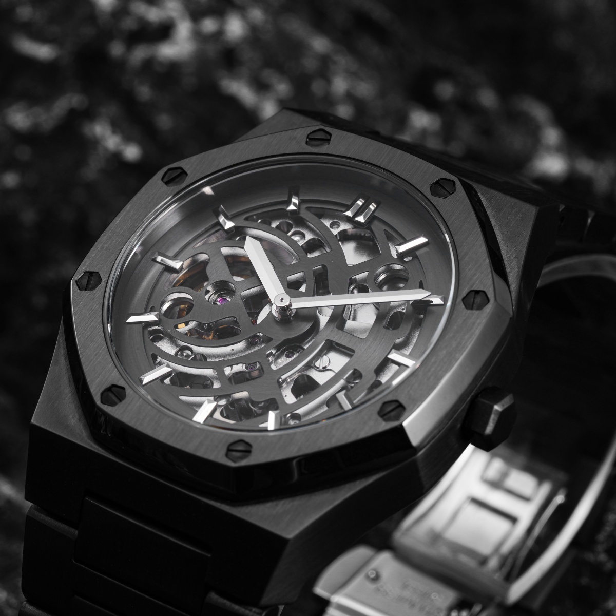 Vdear Hollow Out Skeleton Dial With Tourbillon Men Watch Staniless Steel Visible Movement Automatic Mechanical Watch 12