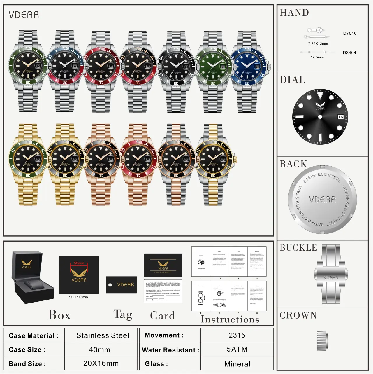 Custom Automatic Diver Watch - Waterproof & Luminous 6