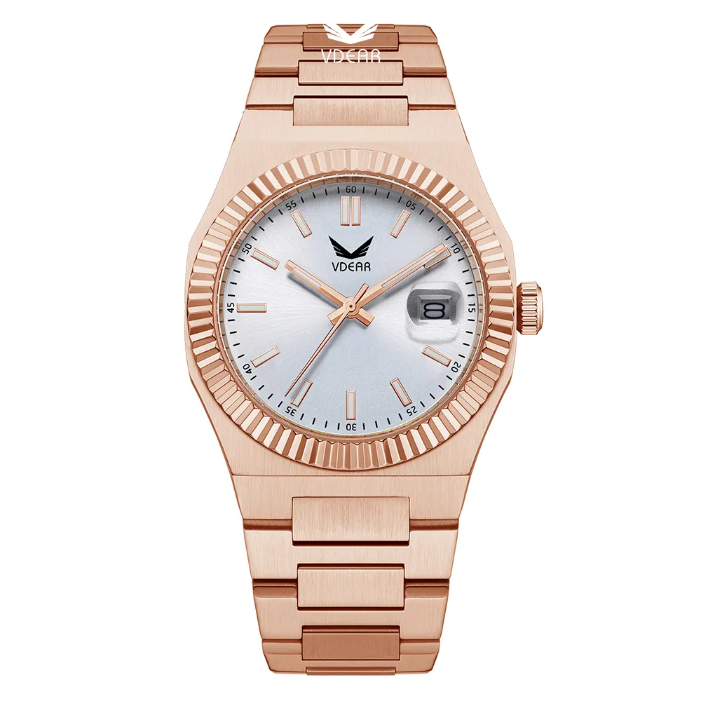 VDEAR Rose Gold Quartz Wristwatch - Luminous Hands - 5ATM Resistant 1
