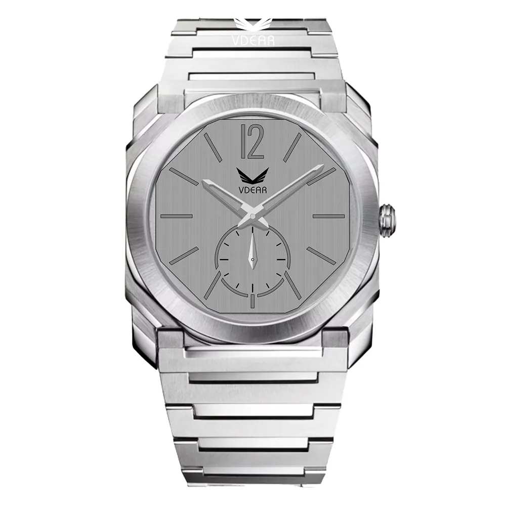 Stainless Steel Octagon Men's Watch - 38mm Case, 3 ATM 1