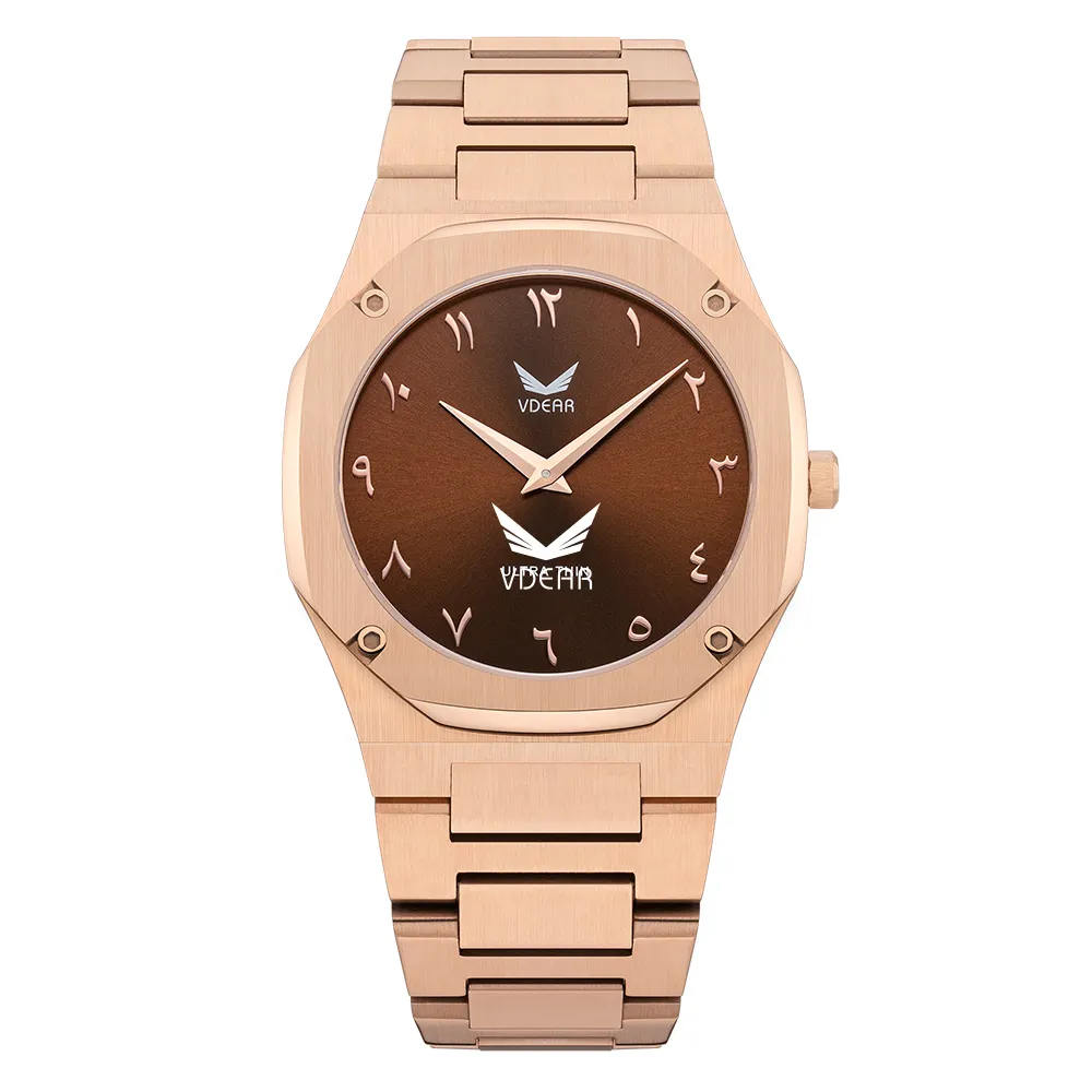 VDEAR Herren-Quarzuhr – Ultradünnes achteckiges Gehäuse mit arabischen Ziffern 1