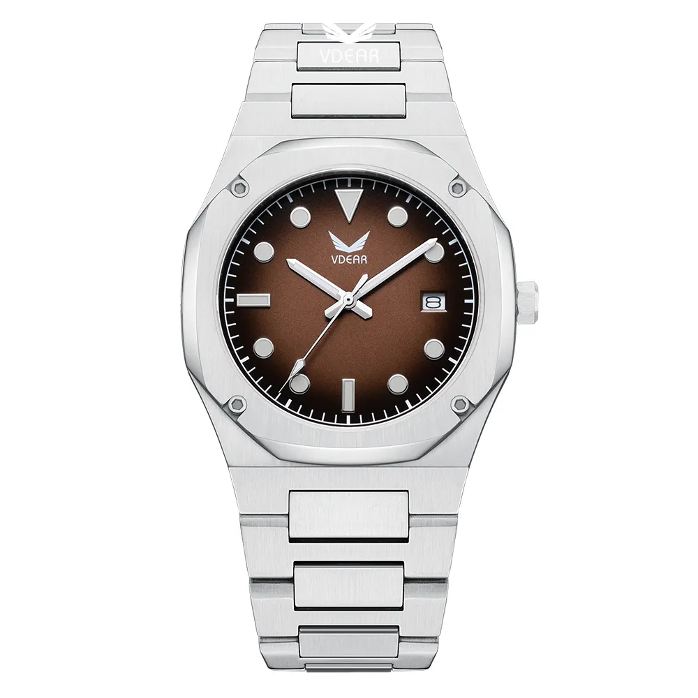 VDCAR Herren Ultradünne Quarz-Mondphasenuhr 1