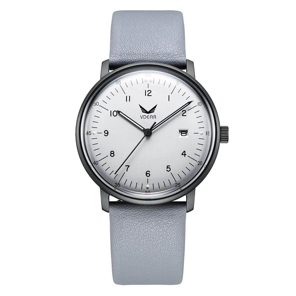 VDEAR Business Quartz Watch: Luminous Hands, Leather Band, 38mm Case 1