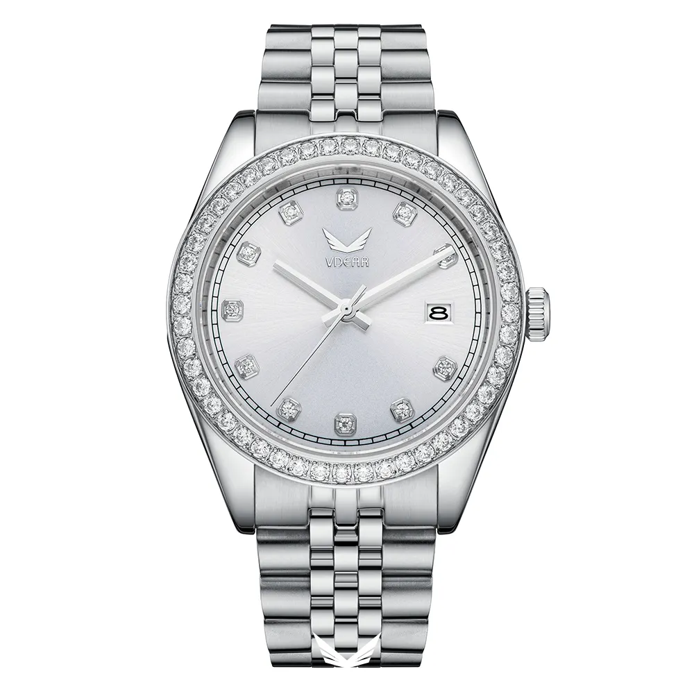 VDEAR 40mm Quartz-klocka med kristallbezel – Lyxig design 1