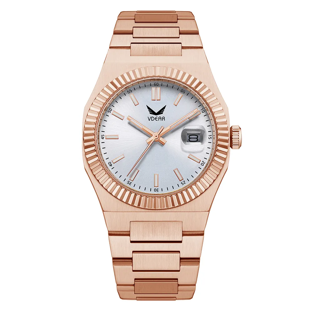 Rose Gold Quartz Wristwatch with Luminous Hands & Water Resistance 1