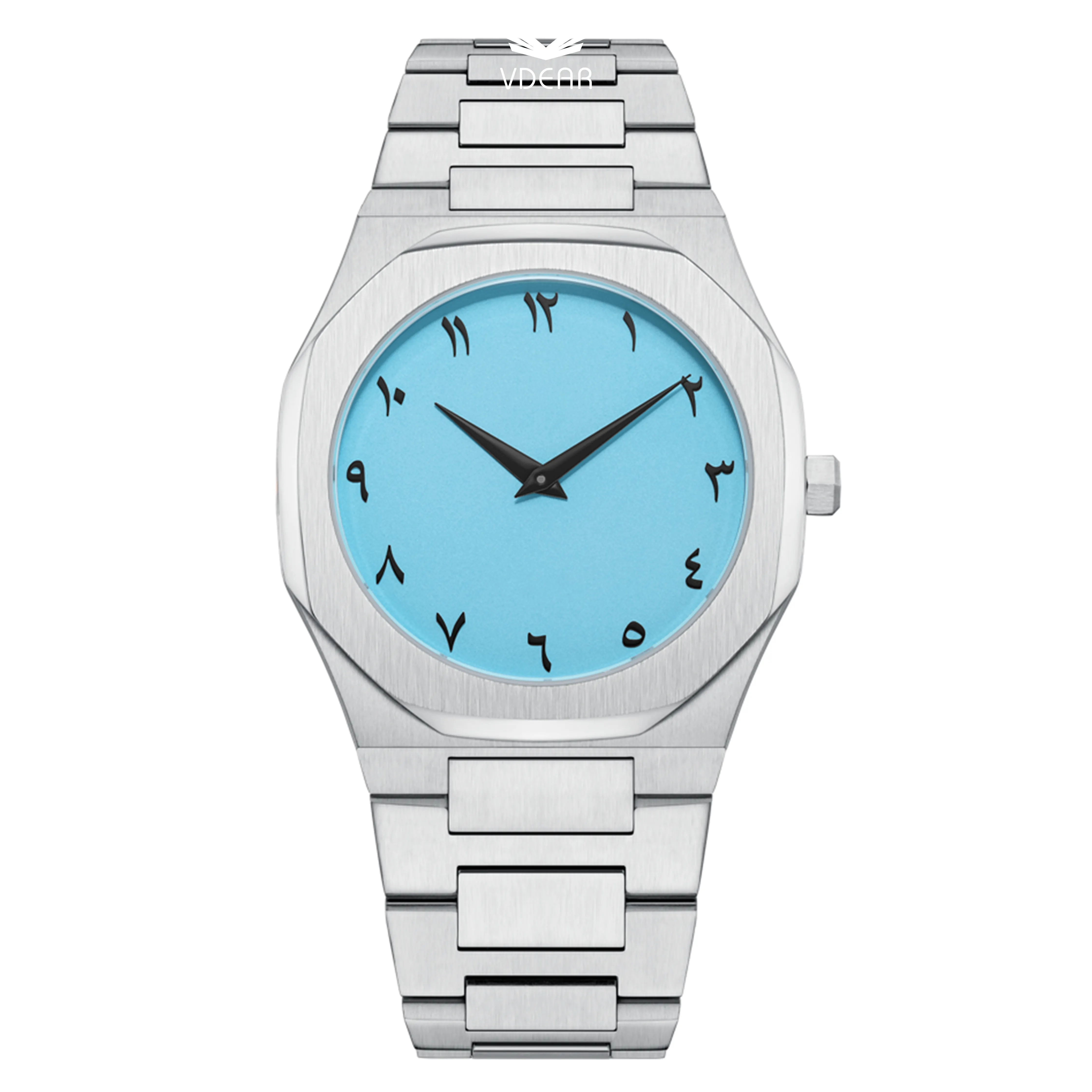 Gepersonaliseerde quartzhorloge met Arabische cijfers van roestvrij staal - superieure kwaliteit en prestaties. 1
