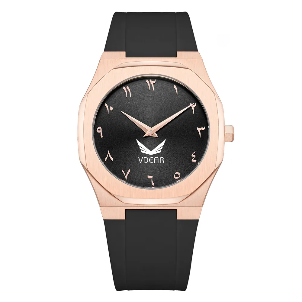 Vdear elegant kvartsklocka med minimalistisk solstråleurtavla och silikonarmband 1