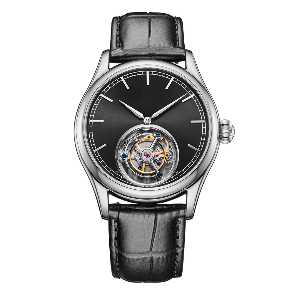 Men's Stainless Steel Automatic Tourbillon Watch with Hollow-Out Design 1