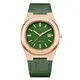 VDEAR Checkered Luminous Date Wristwatch Green Dial Leather Strap 1