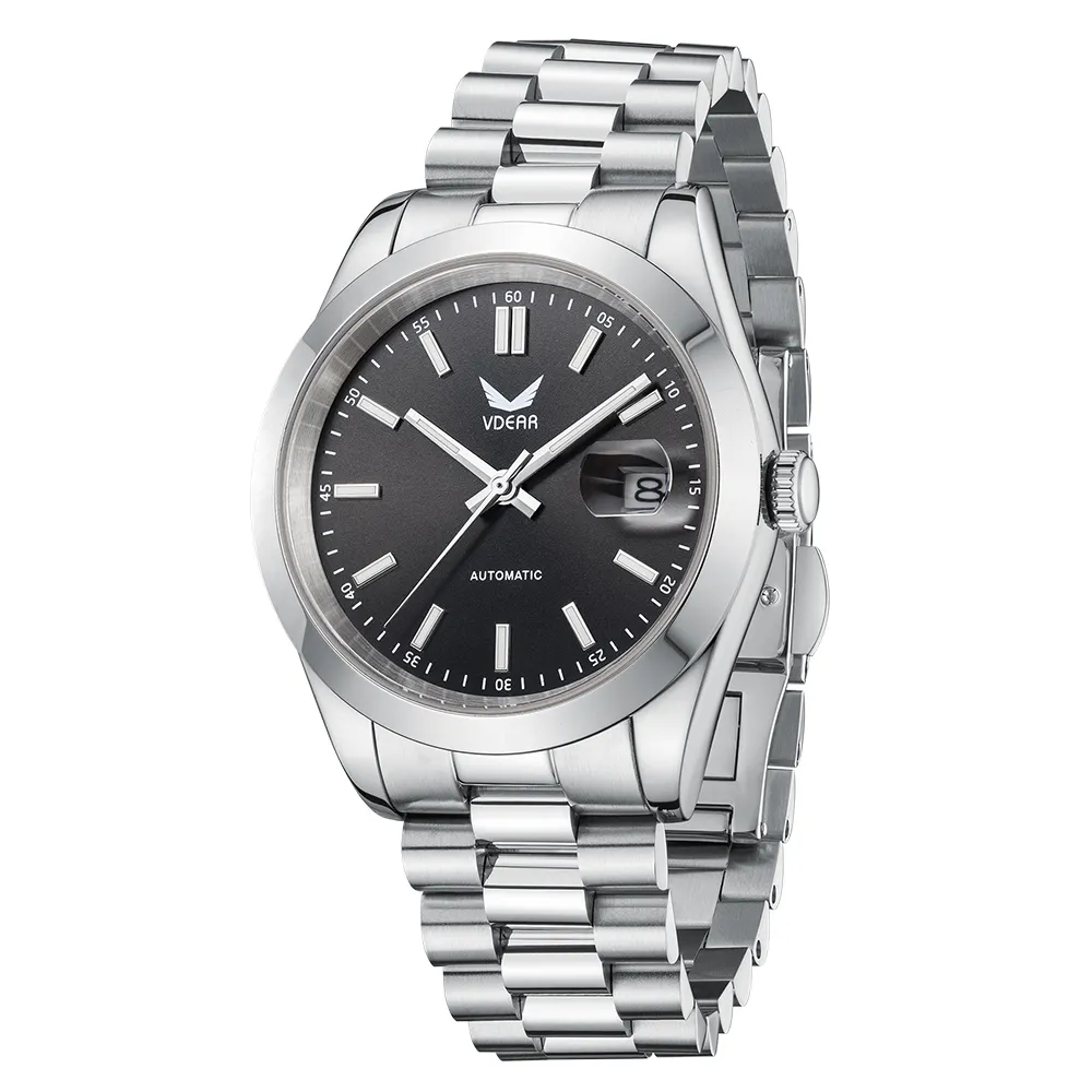 VDEAR Stainless Steel Vintage Calendar Watch 1