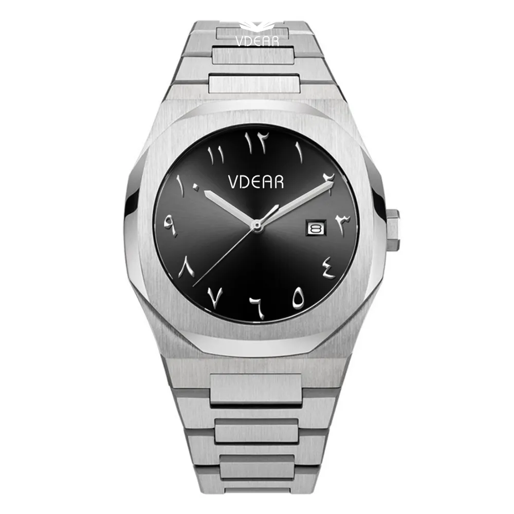 **VDEAR gepersonaliseerd quartzhorloge met Arabische cijfers - luxe goud-zwart design** 1