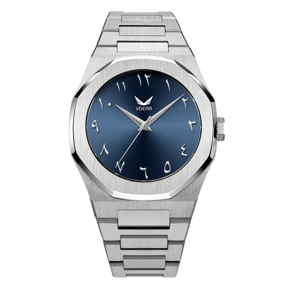 VDEAR Luxe Horloge met Arabische Cijfers en Aangepast Logo 1