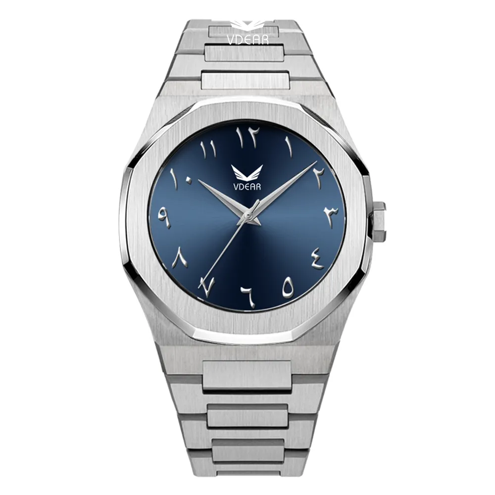 Relógio de quartzo VDEAR de luxo com numerais arábicos - Logotipo personalizado 1