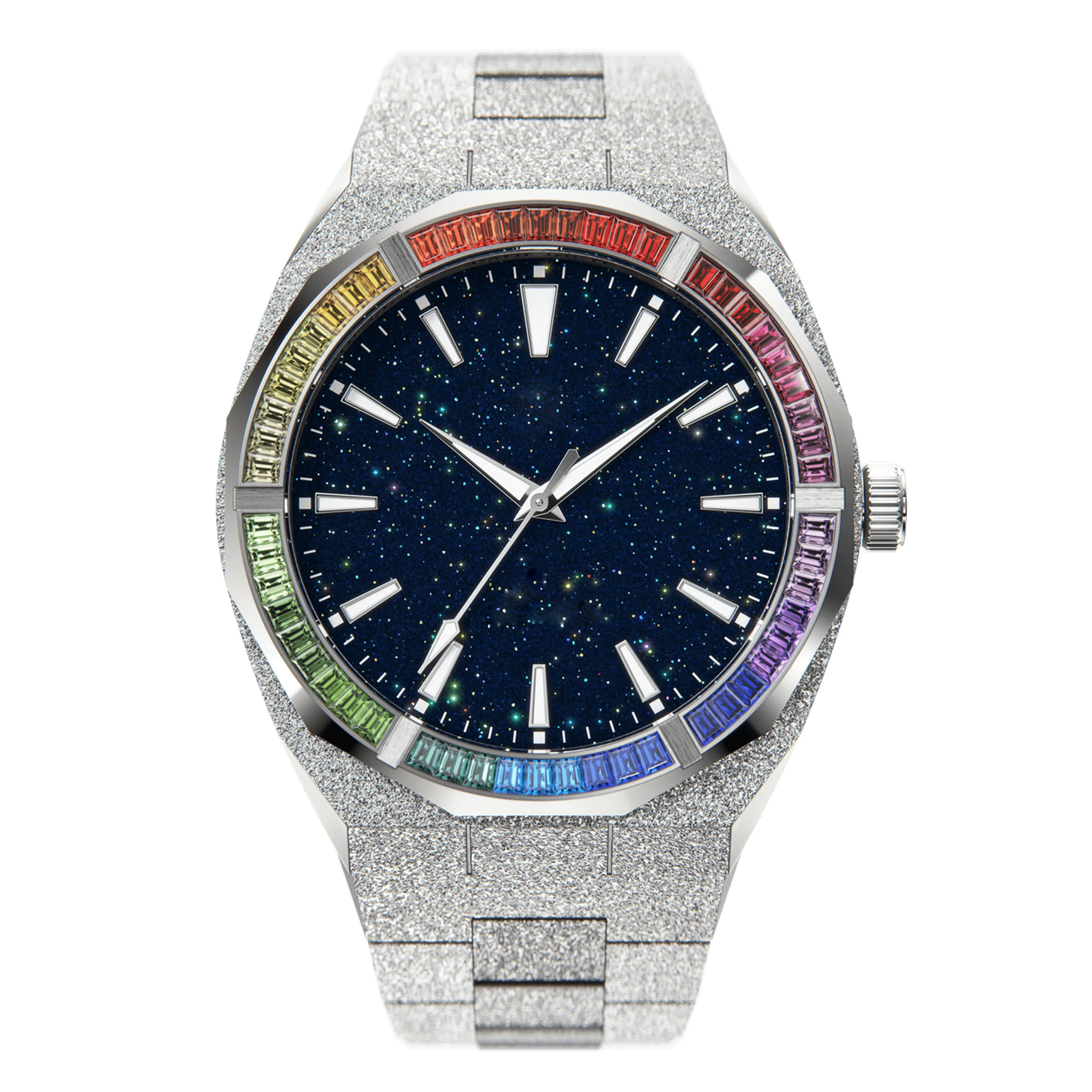 Rainbow Diamond Luxury Quartz Watch for Men 1