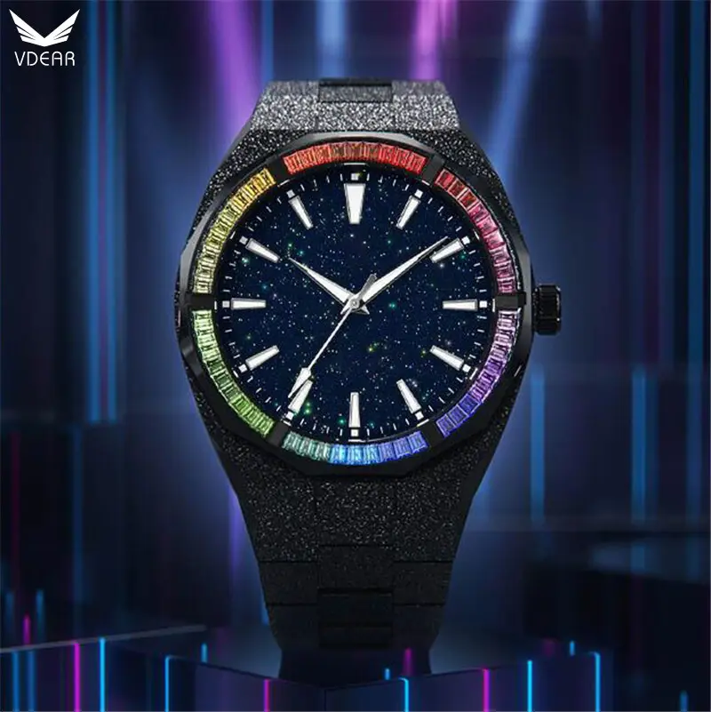 Orologio al quarzo personalizzabile con diamanti arcobaleno 1