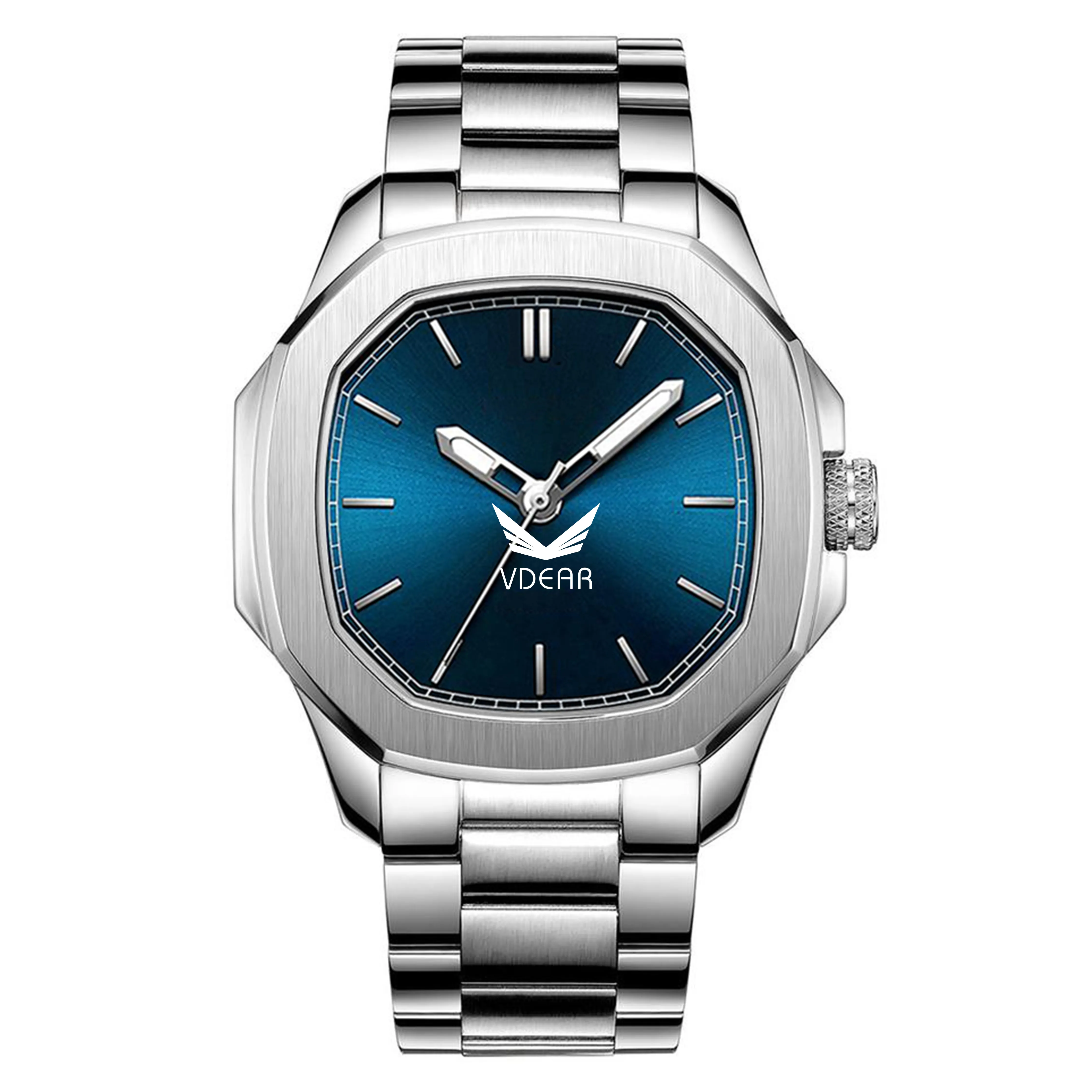 Luminous Square Sunray Dial Watch: Textured Quartz Luxe 1