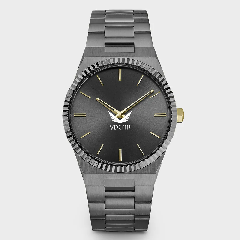 VDEAR Mens Luxury Quartz Watch - Custom Logo Waterproof - Sweeping Second Hand 1