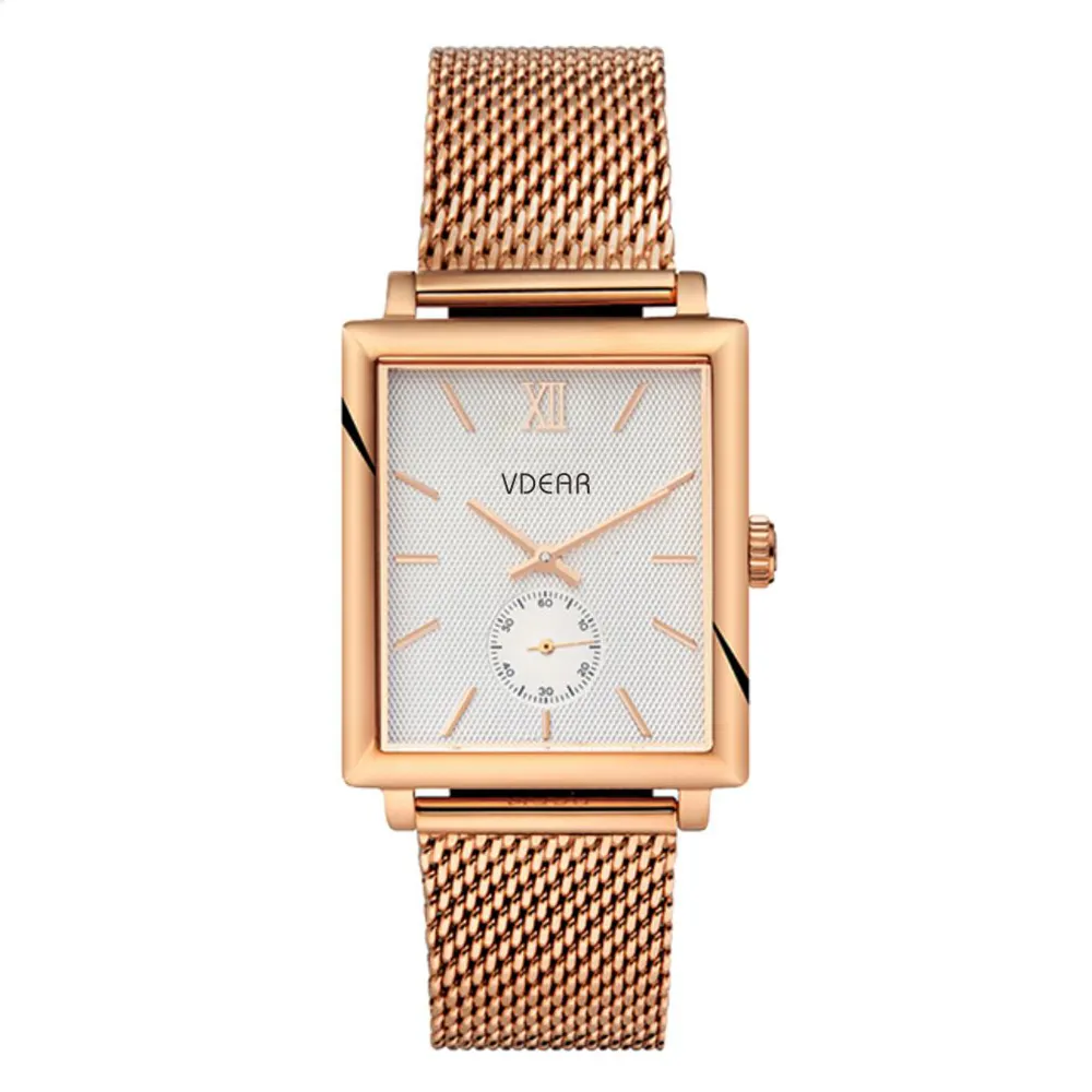 VDEAR Square White Chronograph Watch | Lightweight Waterproof Fashion Watch 1