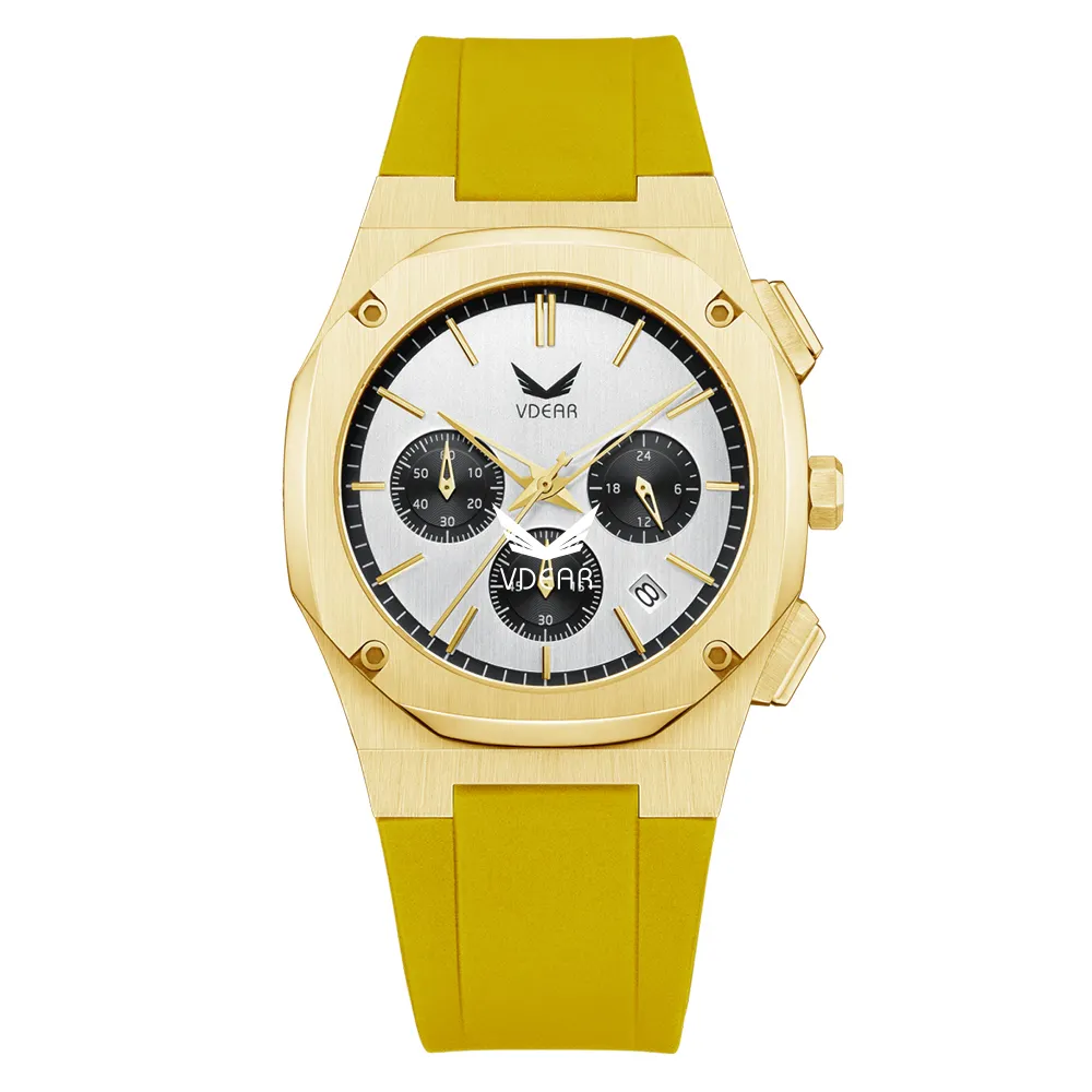 Orologio da uomo al quarzo in oro con data - Impermeabile e personalizzabile 1