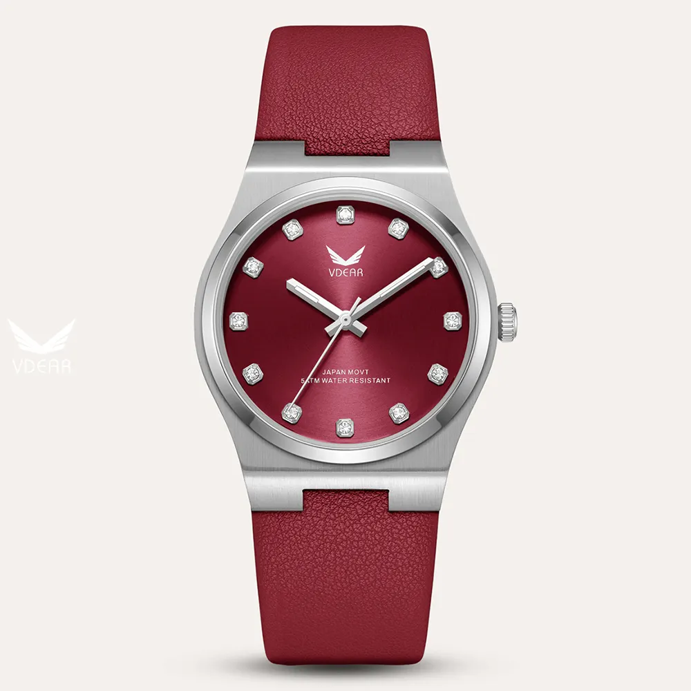 VDEAR Quartz Watches: Elegant Round Case, Crystals, Luminous Hands 1
