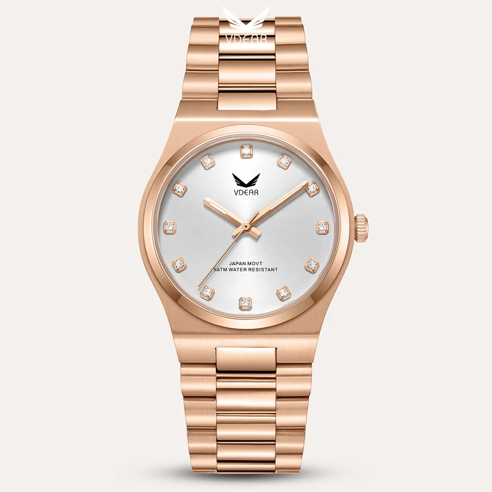 VDEAR Women's Quartz Watch with Sunray Dial and Diamond Scale 1