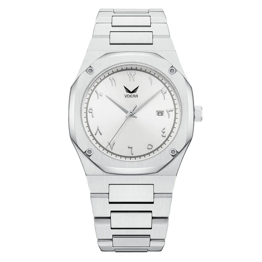 **Minimalist Octagon Case Quartz Watch with Date - Luxury Steel Strap** 1