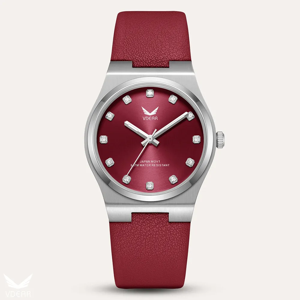 VDEAR Reloj de Cuarzo Pequeño Redondo con Cristales en Escala - Elegante y Sencillo 1
