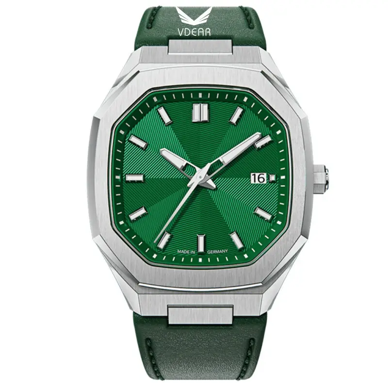 VDEAR Green Dial Luminous Watch - Customizable & Waterproof 1