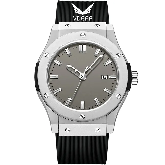 Luxe op maat gemaakt Acero Inoxidable Dorado Date automatisch horloge met leren band uit 2021 1