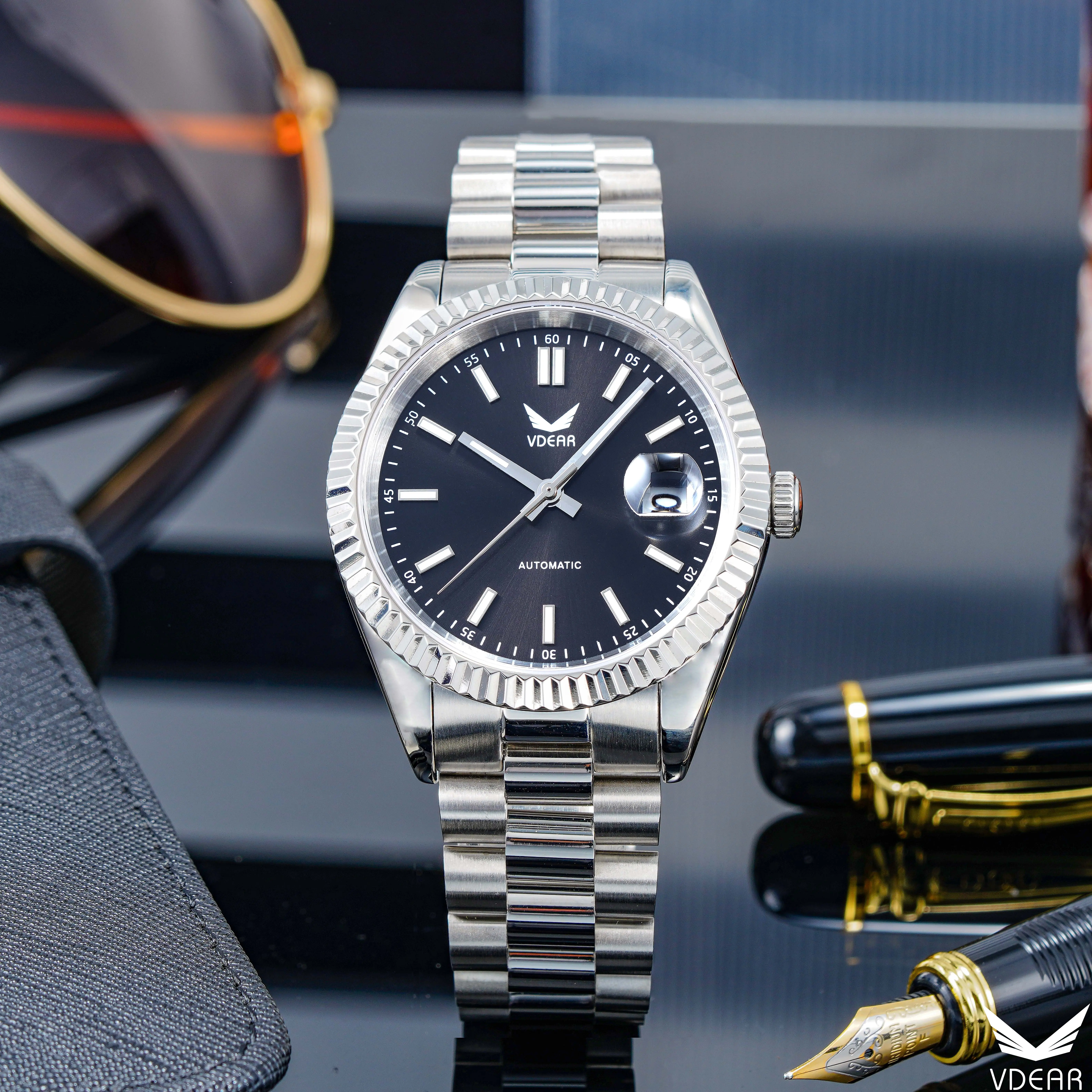 Men's Silver Automatic Mechanical Watch - Luxury Design with Automatic Movement 1