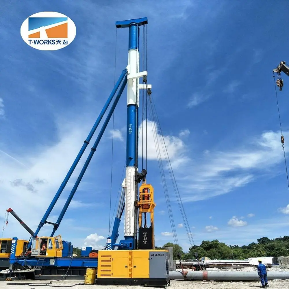 T-works - High blow rate excavator mounted diesel sheet metal pile hammer hydraulic piling hammer 1