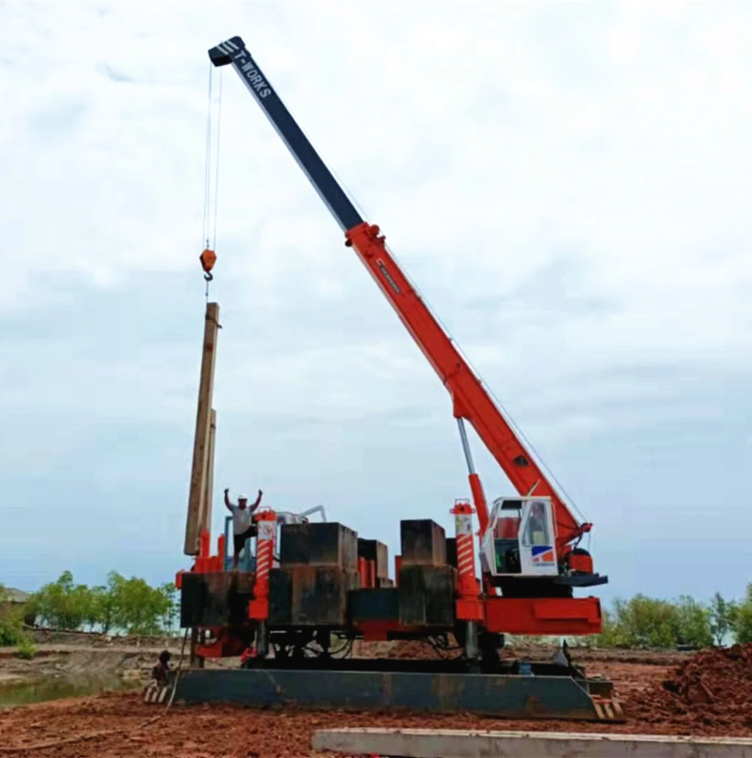 T-works 120 ton hydraulic static pile driver for jacking in pile on foundation jobsite made by Tian wei 1
