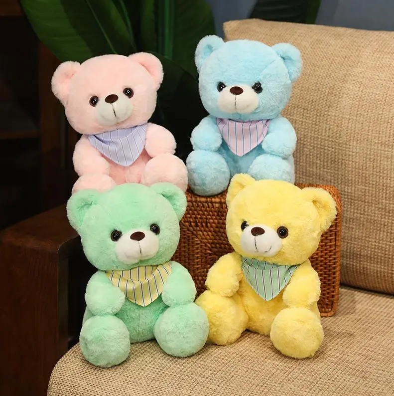 Customized Colourful Teddy Bear Stuffed Animal Toys Plush Bear Doll With Scarf Toy Pillow 1