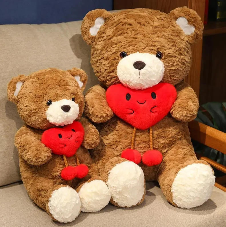 Custom I Love You Teddy Bear Stuffed Animal Toys Hug Bear With Red Heart Doll Plushies 1