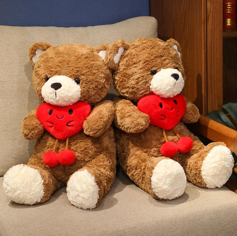 Custom I Love You Teddy Bear Stuffed Animal Toys Hug Bear With Red Heart Doll Plushies 9