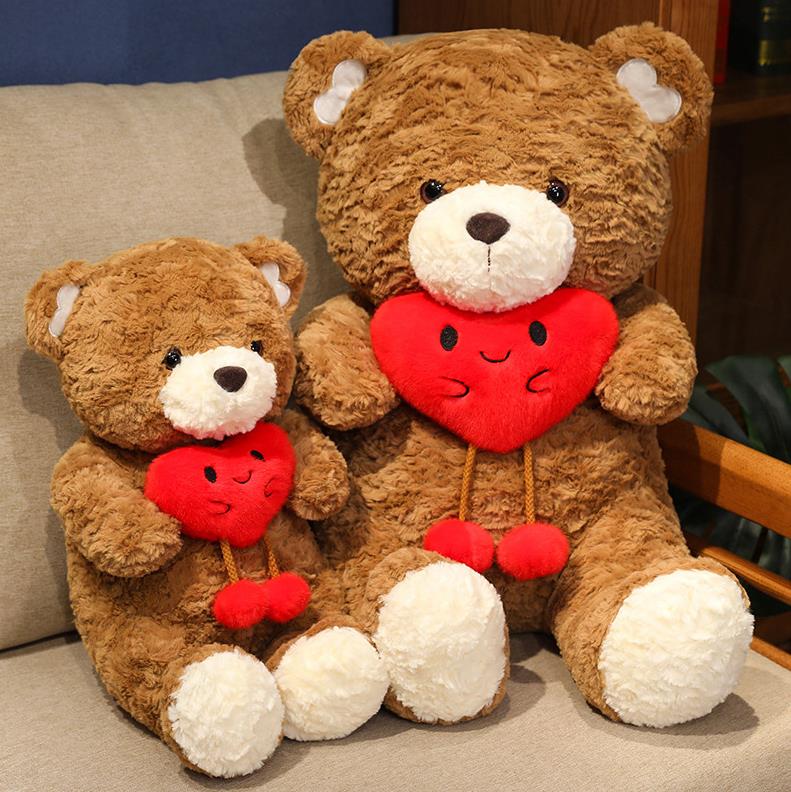 Custom I Love You Teddy Bear Stuffed Animal Toys Hug Bear With Red Heart Doll Plushies 10