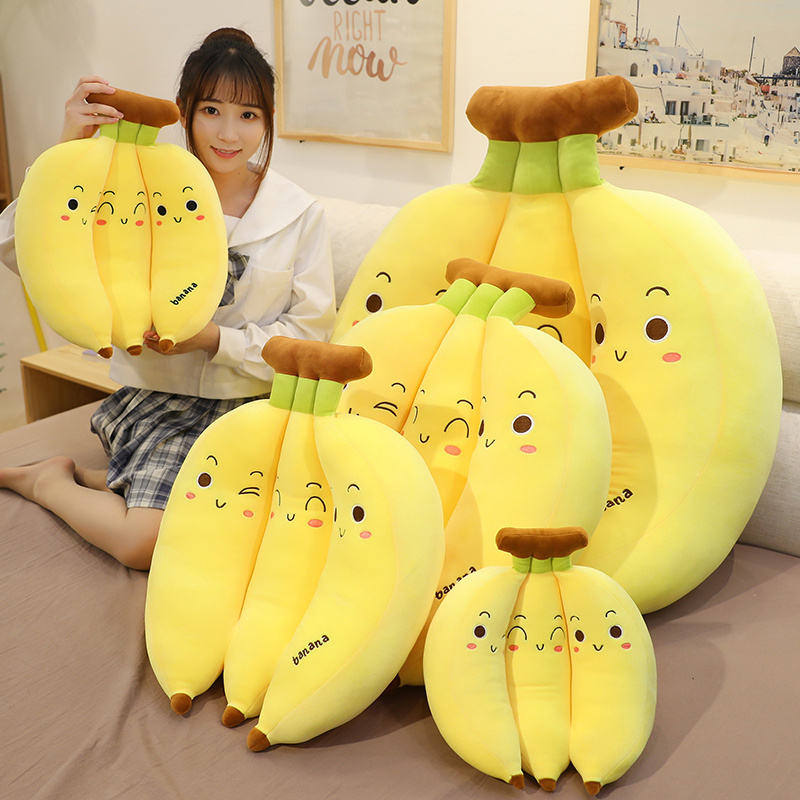 Dropshipping Kawaii Stuffed Banana Plush New Cartoon Cute Animal Pillow Doll for Children 35cm Cartoon Pillow 7