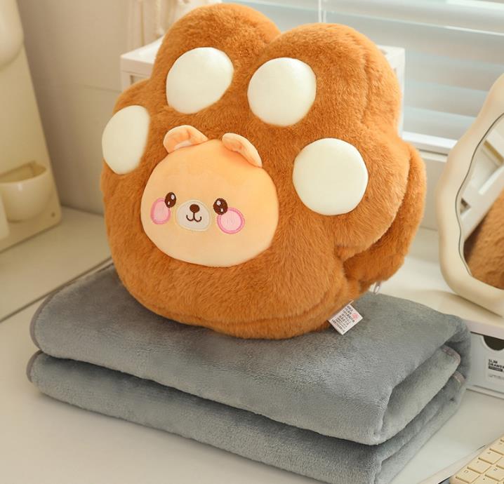 cat paw plush Blanket two-in-one cat paw hand warmer office nap thicken cat paw plush throw pillow blanket 13