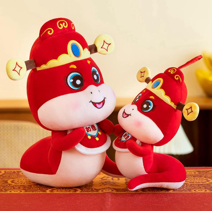 Cute Crown Snake Year Plush Toy New Year Kawaii Cartoon Mascot Zodiac Claw Doll Toy 13