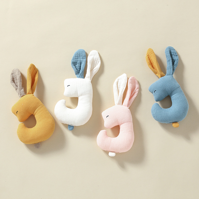 Eco-friendly Appeasing Cotton Toy Rabbit Design Baby Travel Toy Sleeping Yarn Linen Toy 11