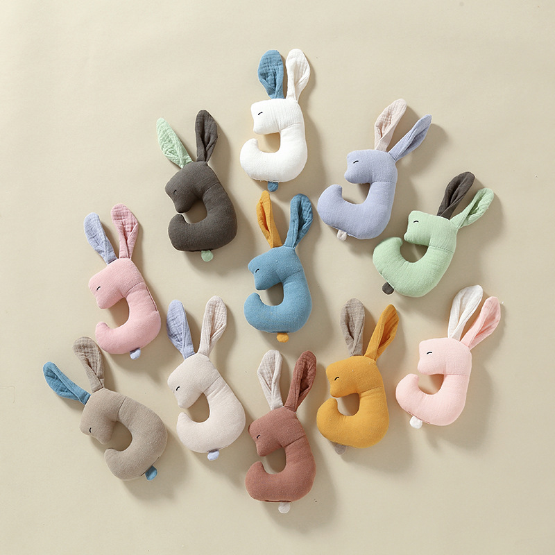 Eco-friendly Appeasing Cotton Toy Rabbit Design Baby Travel Toy Sleeping Yarn Linen Toy 13