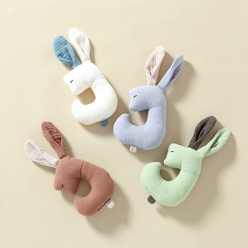 Eco-friendly Appeasing Cotton Toy Rabbit Design Baby Travel Toy Sleeping Yarn Linen Toy 12