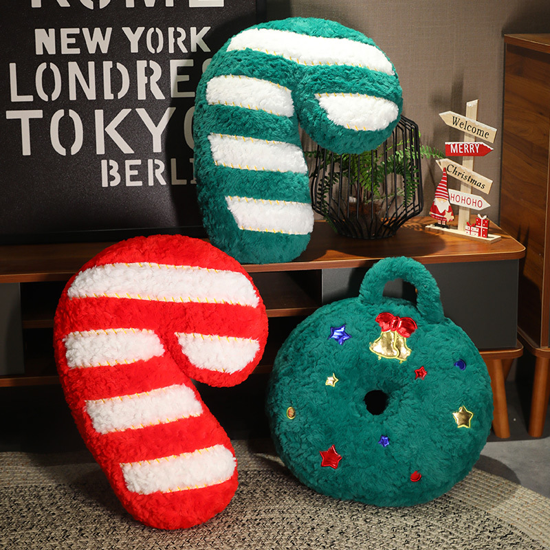 2024 Christmas Plush Cushions Santa Candy Tree Design Soft Pillow Christmas Sofa Cushion 8