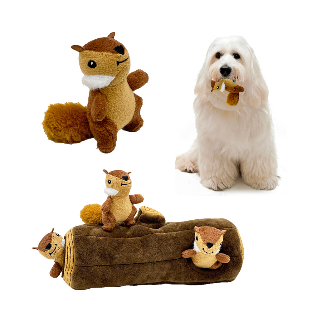 26cm Little Squirrel Tree House Set Stuffed Chew Dog Toy Hole Grindable Puppy Pet Stuffed Toy Hhide-and-seek Dog Plushie 8