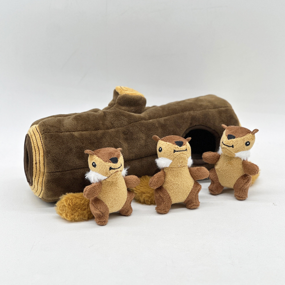 26cm Little Squirrel Tree House Set Stuffed Chew Dog Toy Hole Grindable Puppy Pet Stuffed Toy Hhide-and-seek Dog Plushie 9