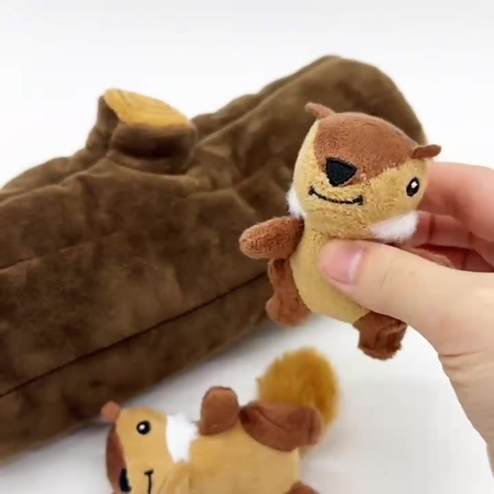 26cm Little Squirrel Tree House Set Stuffed Chew Dog Toy Hole Grindable Puppy Pet Stuffed Toy Hhide-and-seek Dog Plushie 10