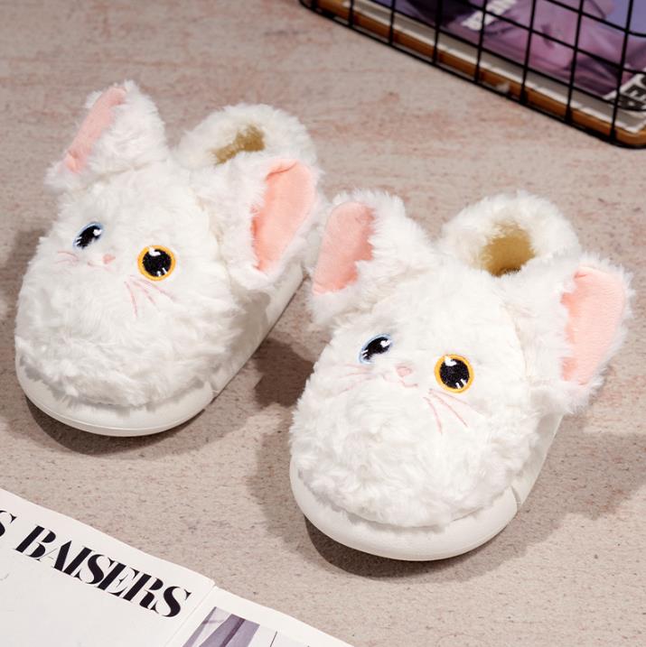 White And Black Cat Stuffed Animal Slippers Warm Winter Plush Slipper Indoor Shoes 8