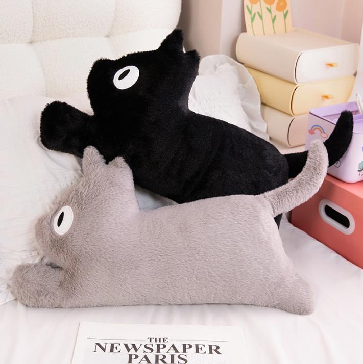 Super Soft Gray And Black Cat Stuffed Animal Pillow Lying Cat Dolls Plushie 9